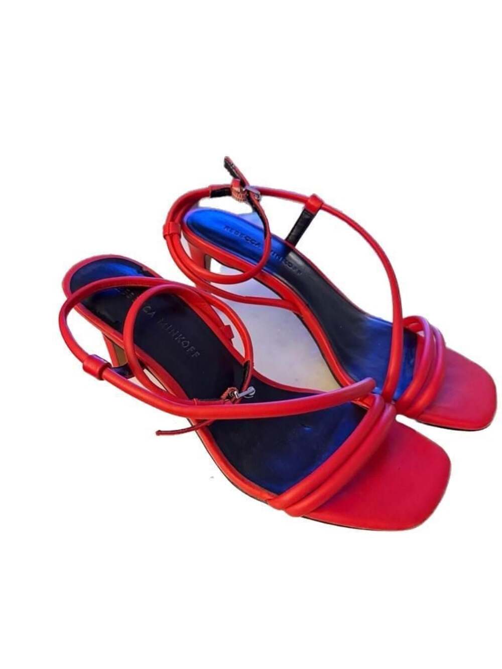 Rebecca Minkoff Red Leather Strappy Kitten Heel Sandals Size 7M